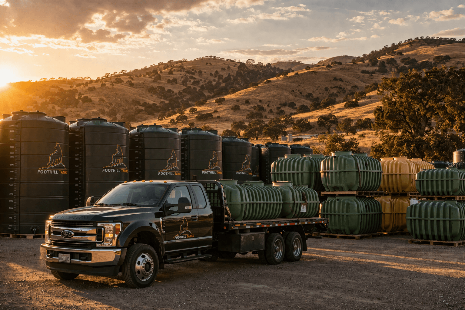 Foothill Tanks yard with inventory